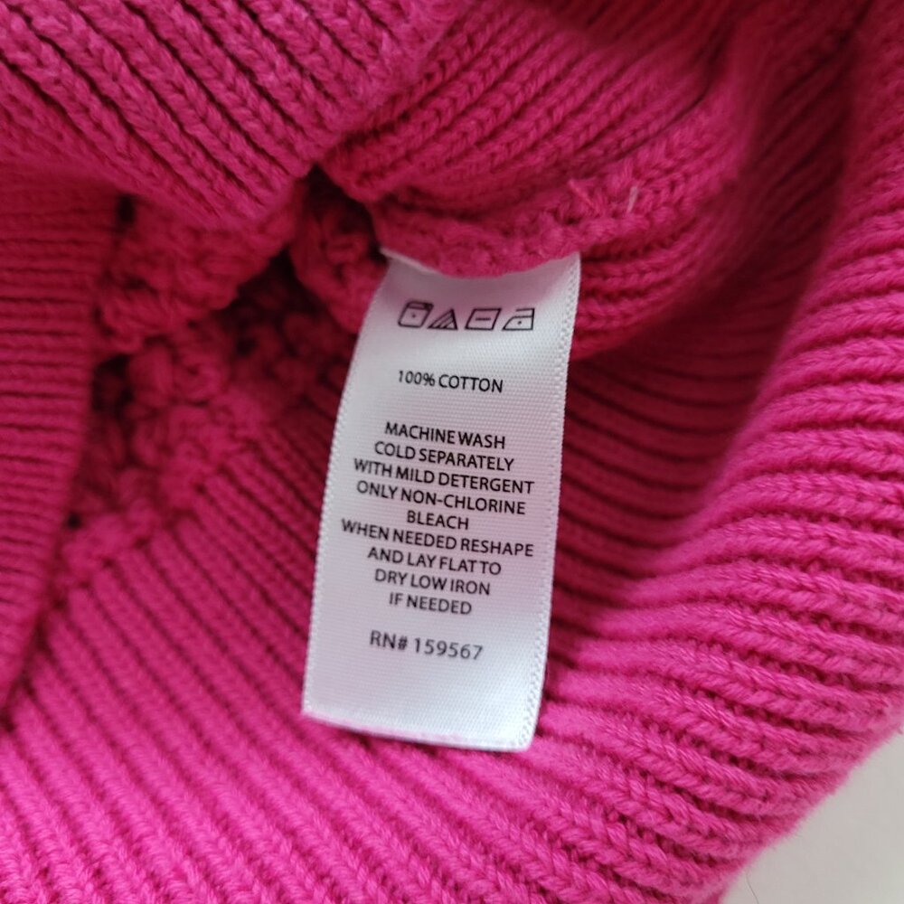 Willow & Wind Knit Cropped V-Neck Sweater Fuchsia Crochet Small Boho - Picture 6 of 10